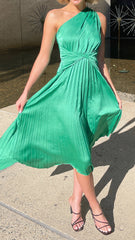 Cali One Shoulder Midi Dress - Green