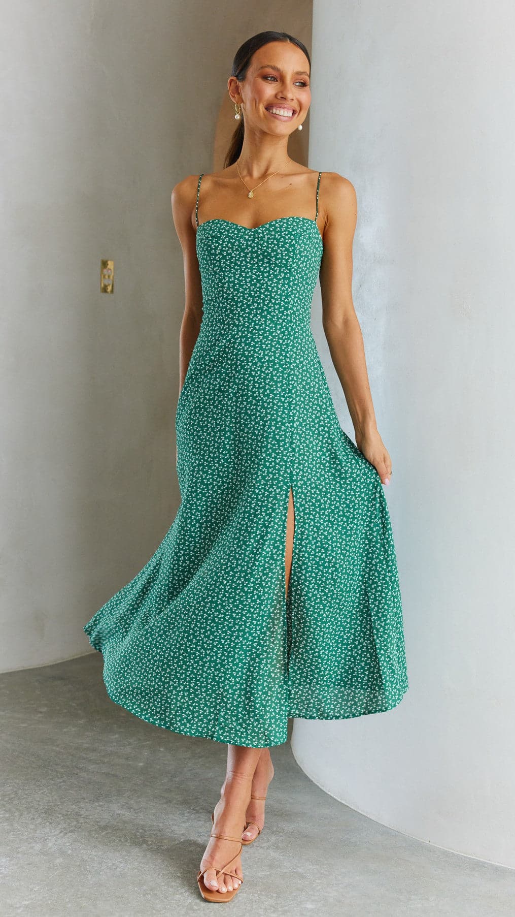 Kerstie Midi Dress - Green Floral