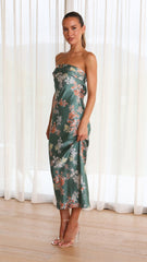 Dreamers Strapless Maxi - Green Floral