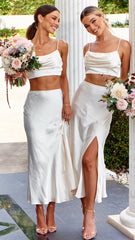 Celina Top and Skirt Set - Champagne