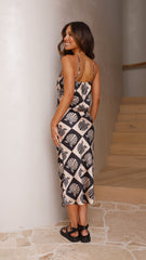 Tara Midi Dress - Black/Beige
