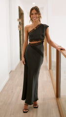 Emily One Shoulder Maxi Dress - Black