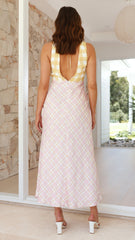 Dae Maxi Dress - Yellow / Pink Check