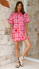 Frannie Shirt Dress - Pink Soleil