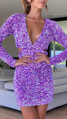 Paris Mini Dress - Purple