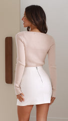 Carmen Knit Long Sleeve Top - Oatmeal