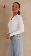 Frankie Knit Long Sleeve Top - White