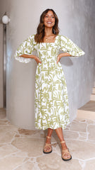 Dulce Midi Dress - Lighthouse Print