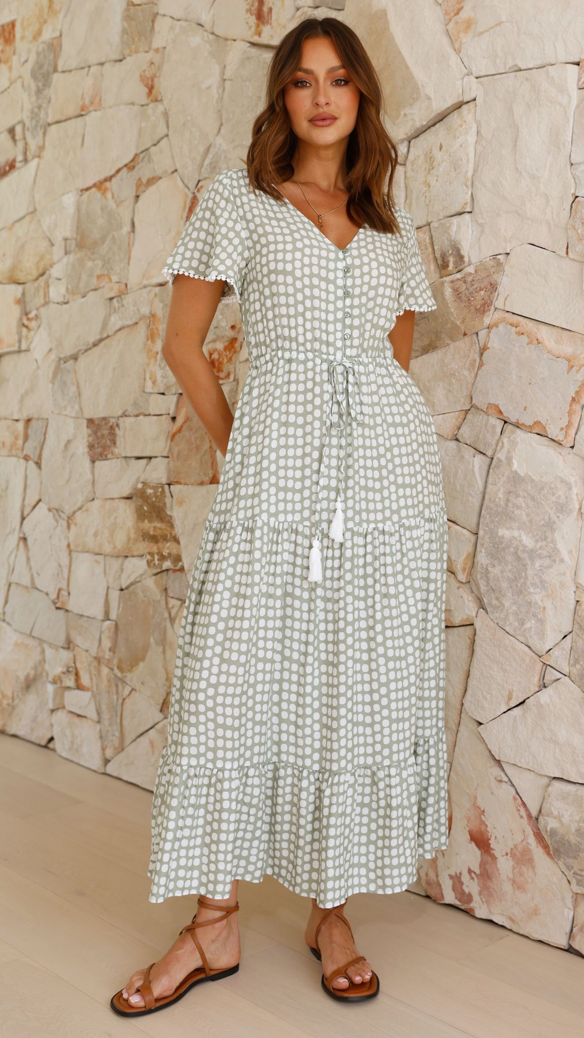 Mandi Maxi Dress - Sage Print