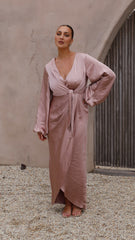 Naomi Long Sleeve Maxi Dress - Dusty Pink