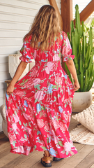 Annabel Maxi Dress - Cerise Print