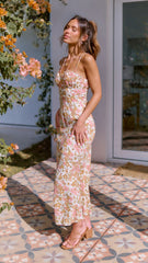 Maxeen Midi Dress - Orange Floral