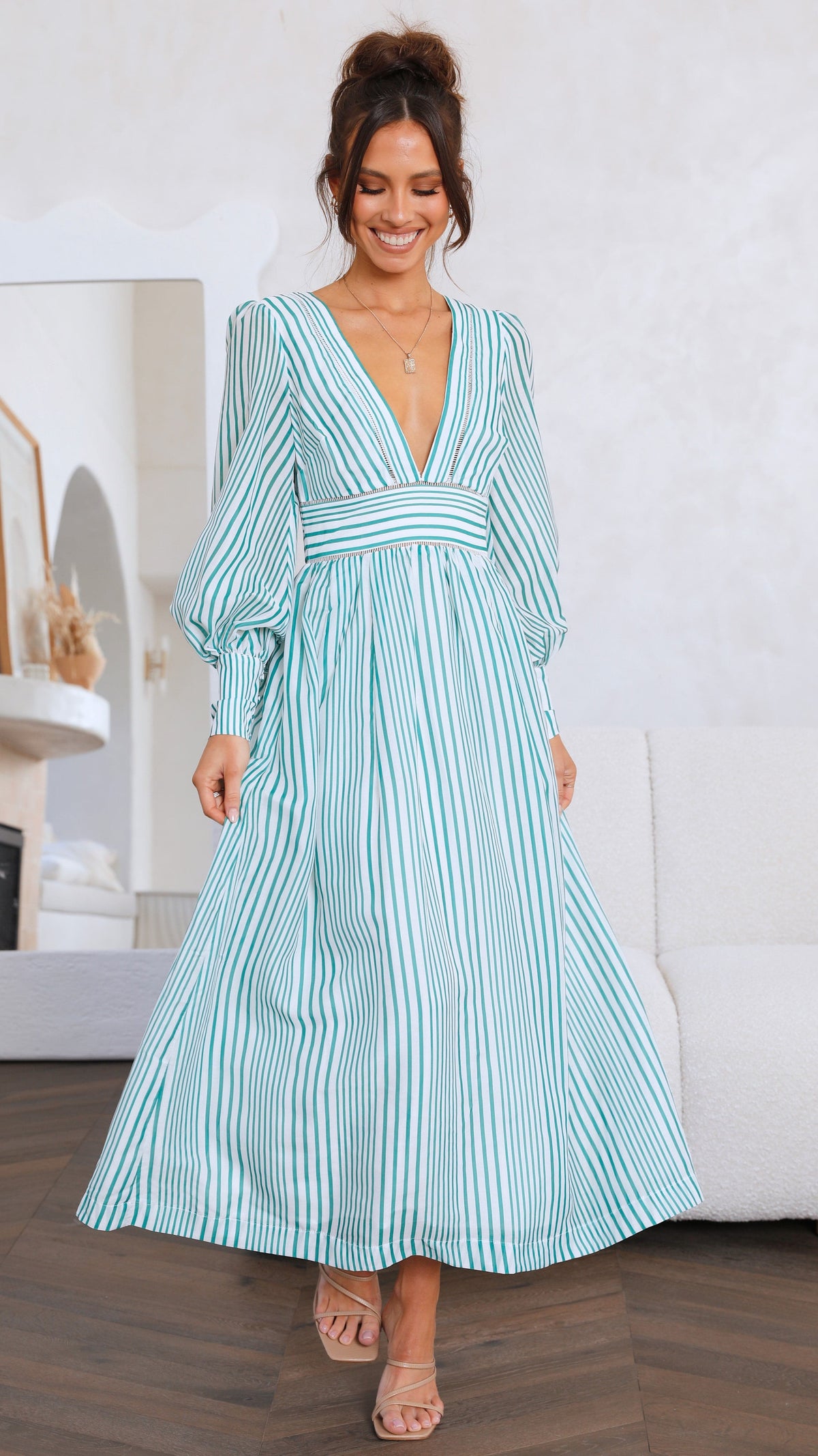 Adora Maxi Dress - Green Stripe