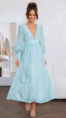 Adora Maxi Dress - Green Stripe