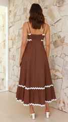 Brodey Midi Dress - Chocolate/White