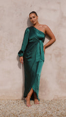 Heidi One Shoulder Maxi Dress - Emerald