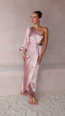 Heidi One Shoulder Maxi Dress - Dusty Pink