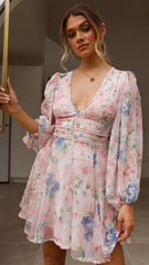 Heather Mini Dress - Pink Floral