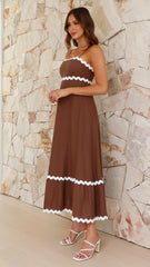 Brodey Midi Dress - Chocolate/White