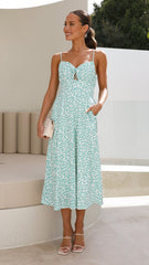 Babette Midi Dress - Green Floral