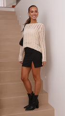 Allure Knit Top - Beige