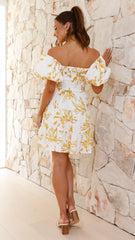 Bronty Mini Dress - Yellow Floral