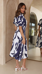 Elizabeth Midi Dress - Navy/White